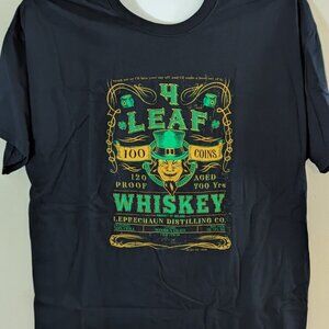 Gildan Ultra Cotton Mens Black Leaf 100 Coins Whiskey Graphic Tshirt 2XL